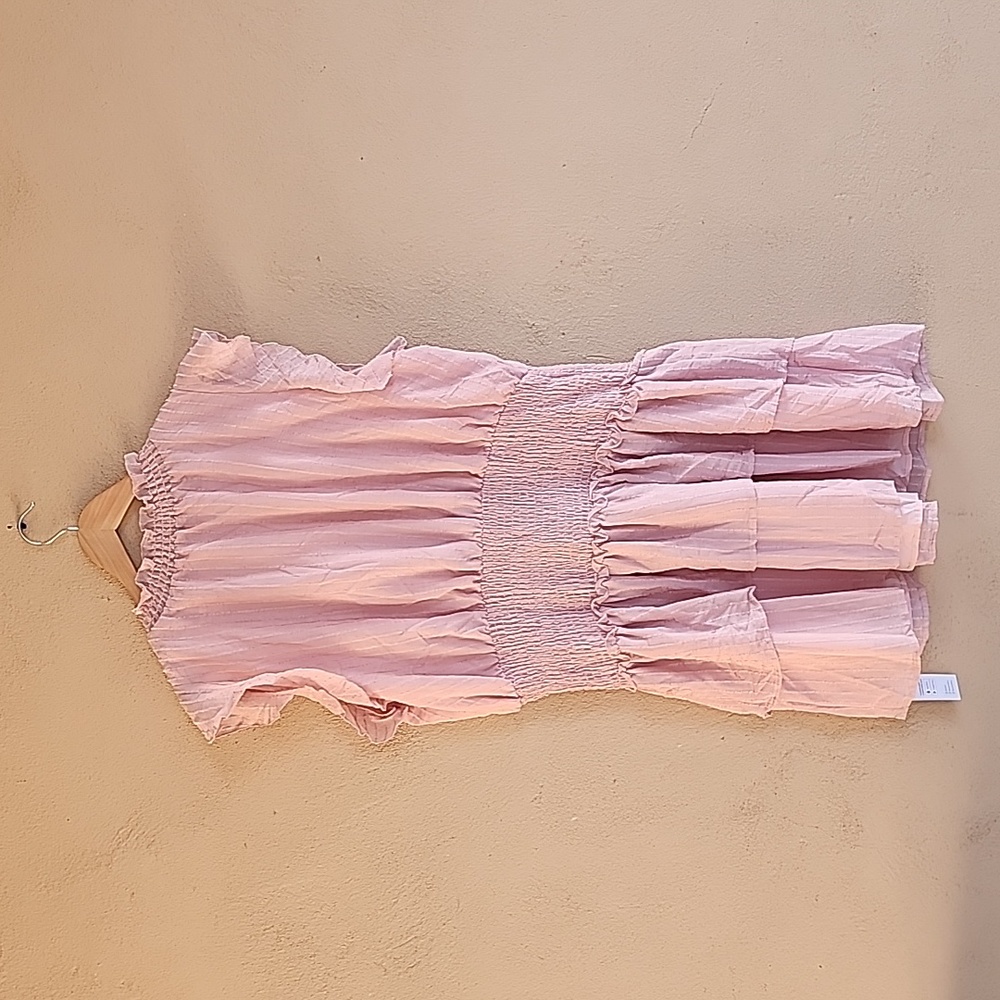 CUPSHE Delaney Smocked Ruffled Mini Dress XL Pink Cottagecore Coquette Tiered - Picture 9 of 14